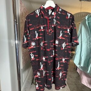 PUMA cactus print gold polo